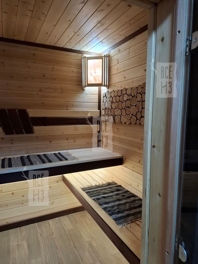 Готовая отделка парной вагонкой из кедра — деревянные стены из кедровой вагонки в интерьере бани